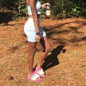 crop top and skirt .